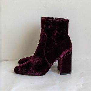 Steve Madden Velvet Burgundy Ankle Boots